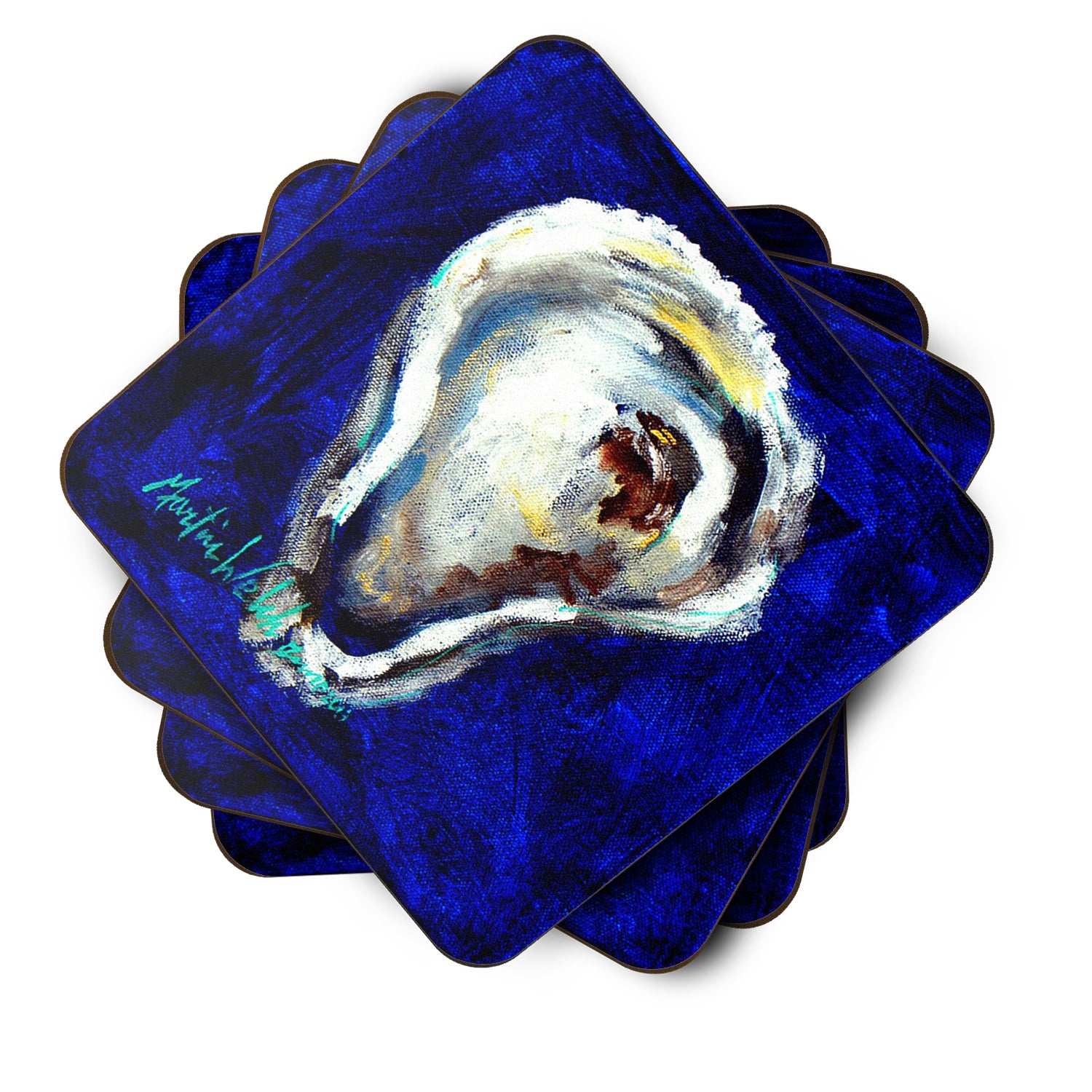 Oyster One Shell Foam Coasters Set of 4 Cup Coasters for Indoor Outdoor, Tabletop Protection, Anti Slip, Mouse pad Material