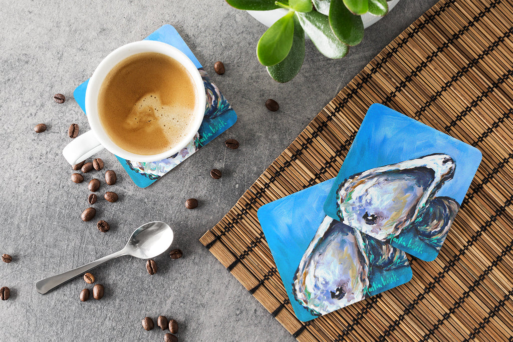 Oyster Oyster Blue Foam Coasters Set of 4 Cup Coasters for Indoor Outdoor, Tabletop Protection, Anti Slip, Mouse pad Material
