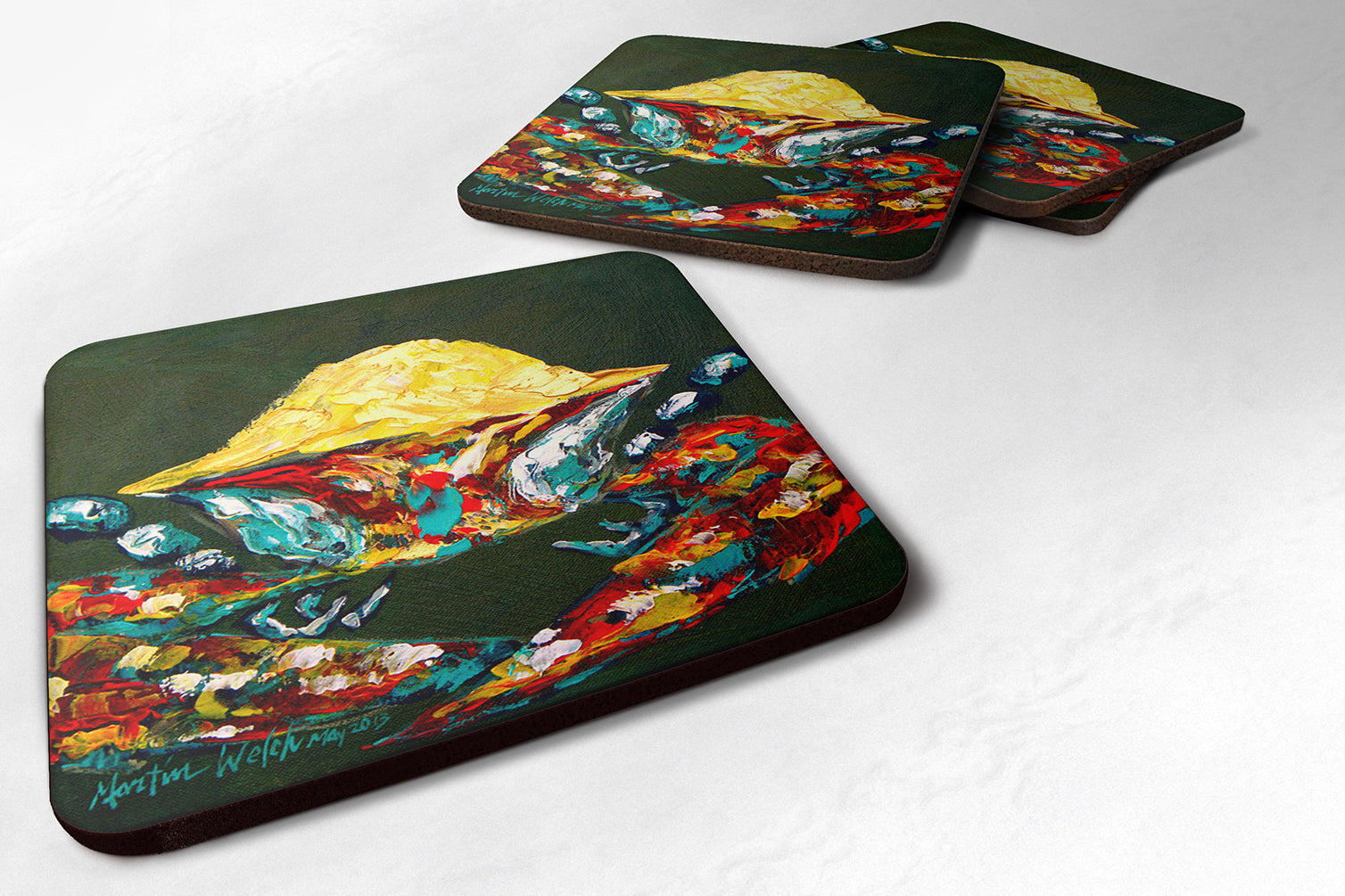 Crab Pick Me Foam Coasters Set of 4 Cup Coasters for Indoor Outdoor, Tabletop Protection, Anti Slip, Mouse pad Material