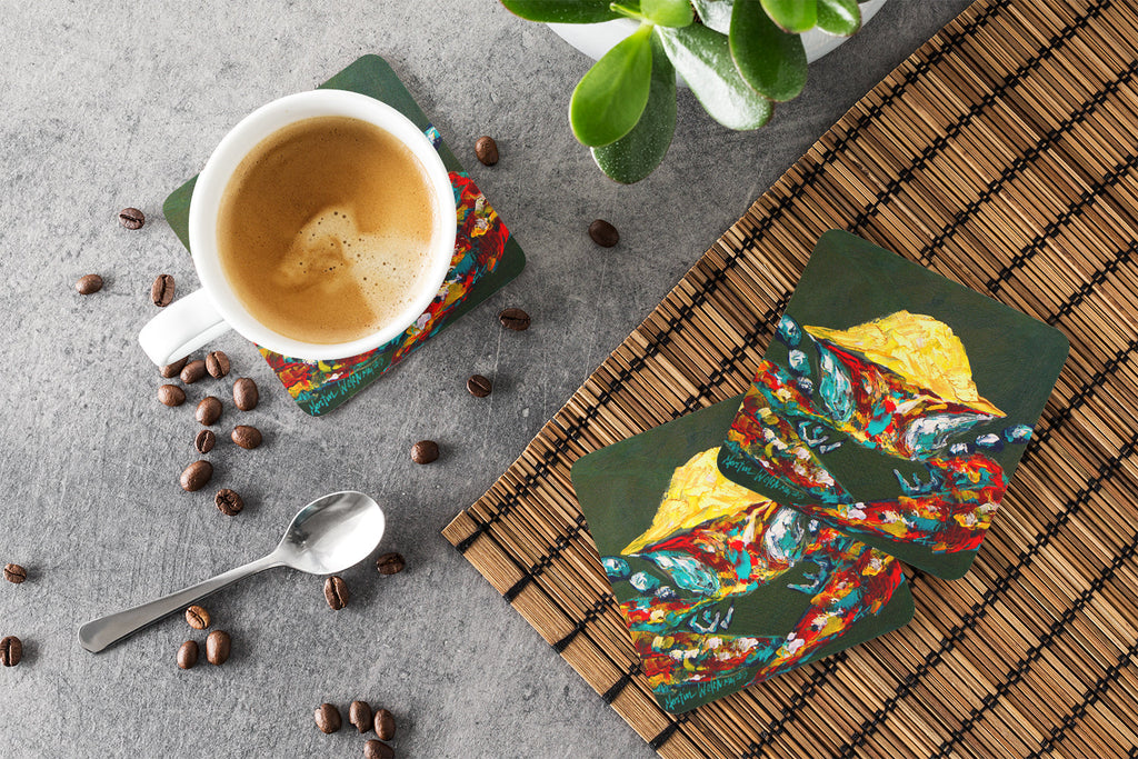 Crab Pick Me Foam Coasters Set of 4 Cup Coasters for Indoor Outdoor, Tabletop Protection, Anti Slip, Mouse pad Material