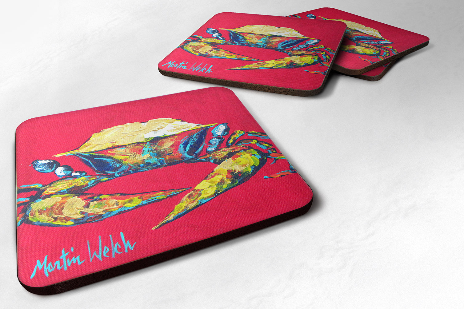 Crab Red One Foam Coasters Set of 4 Cup Coasters for Indoor Outdoor, Tabletop Protection, Anti Slip, Mouse pad Material