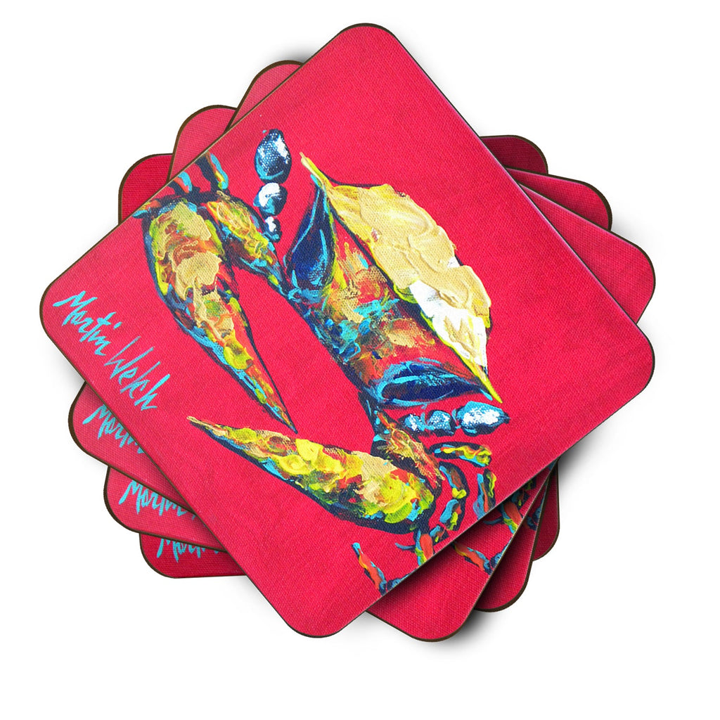 Crab Red One Foam Coasters Set of 4 Cup Coasters for Indoor Outdoor, Tabletop Protection, Anti Slip, Mouse pad Material