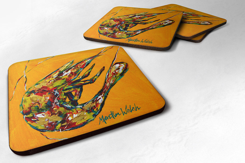 Shrimp Remy Foam Coasters Set of 4 Cup Coasters for Indoor Outdoor, Tabletop Protection, Anti Slip, Mouse pad Material