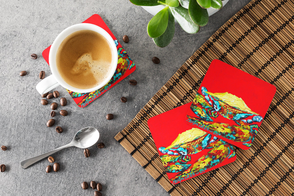 Crab Right On It Foam Coasters Set of 4 Cup Coasters for Indoor Outdoor, Tabletop Protection, Anti Slip, Mouse pad Material