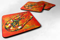 Shrimp Rusty Nail Foam Coasters Set of 4 Cup Coasters for Indoor Outdoor, Tabletop Protection, Anti Slip, Mouse pad Material