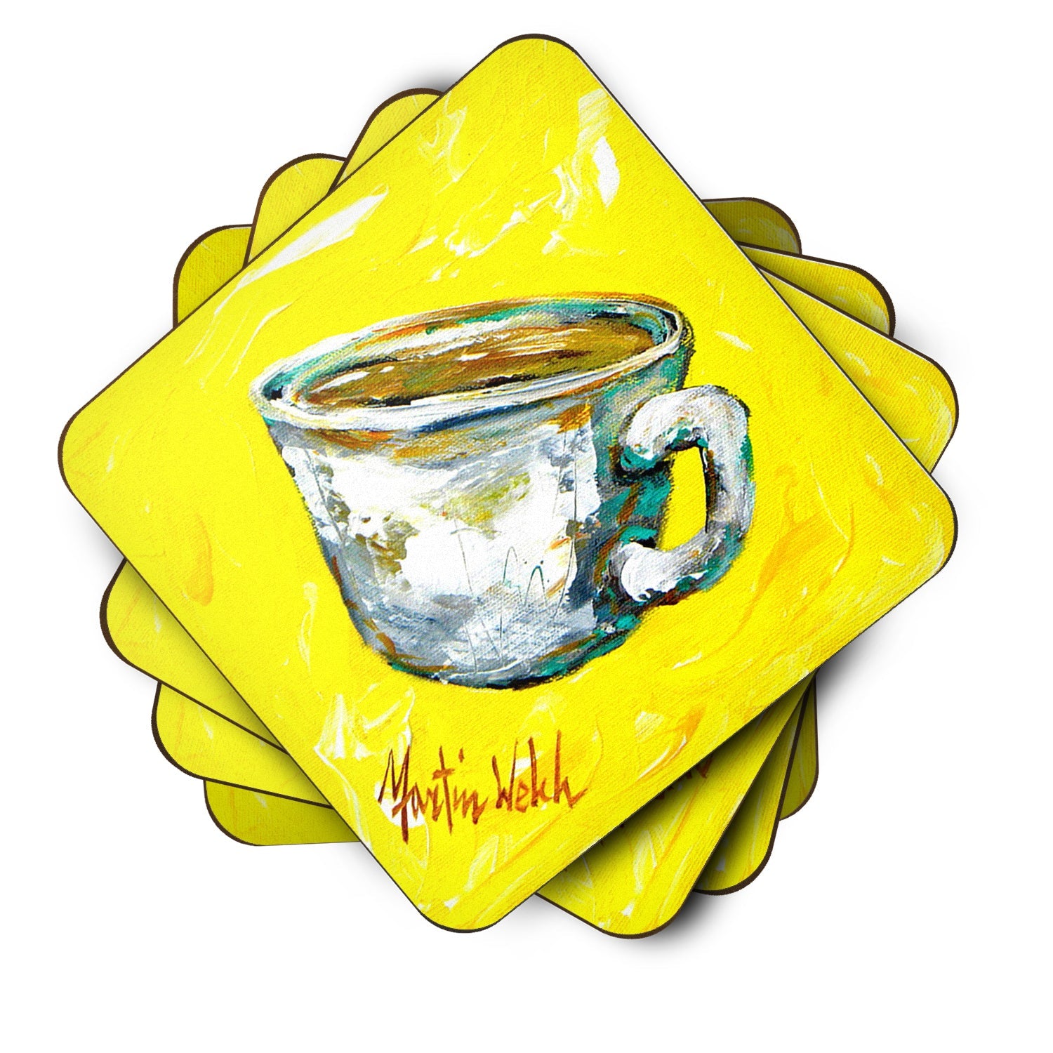 Coffee Second Cup Foam Coasters Set of 4 Cup Coasters for Indoor Outdoor, Tabletop Protection, Anti Slip, Mouse pad Material