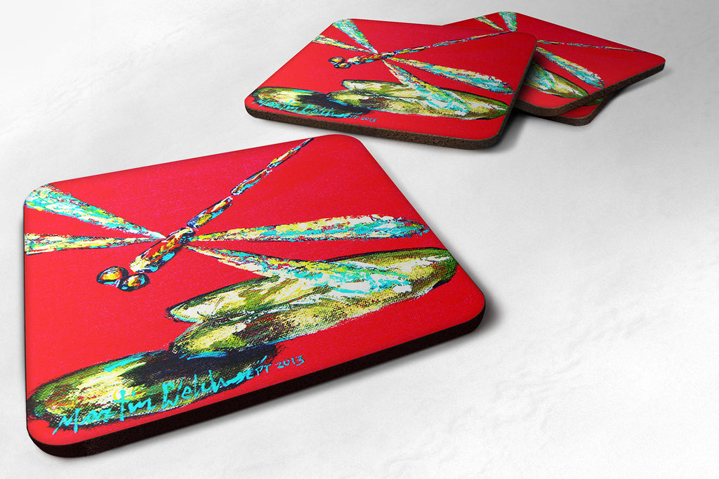 Insect - Dragonfly Shoo-Fly Foam Coasters Set of 4 Cup Coasters for Indoor Outdoor, Tabletop Protection, Anti Slip, Mouse pad Material