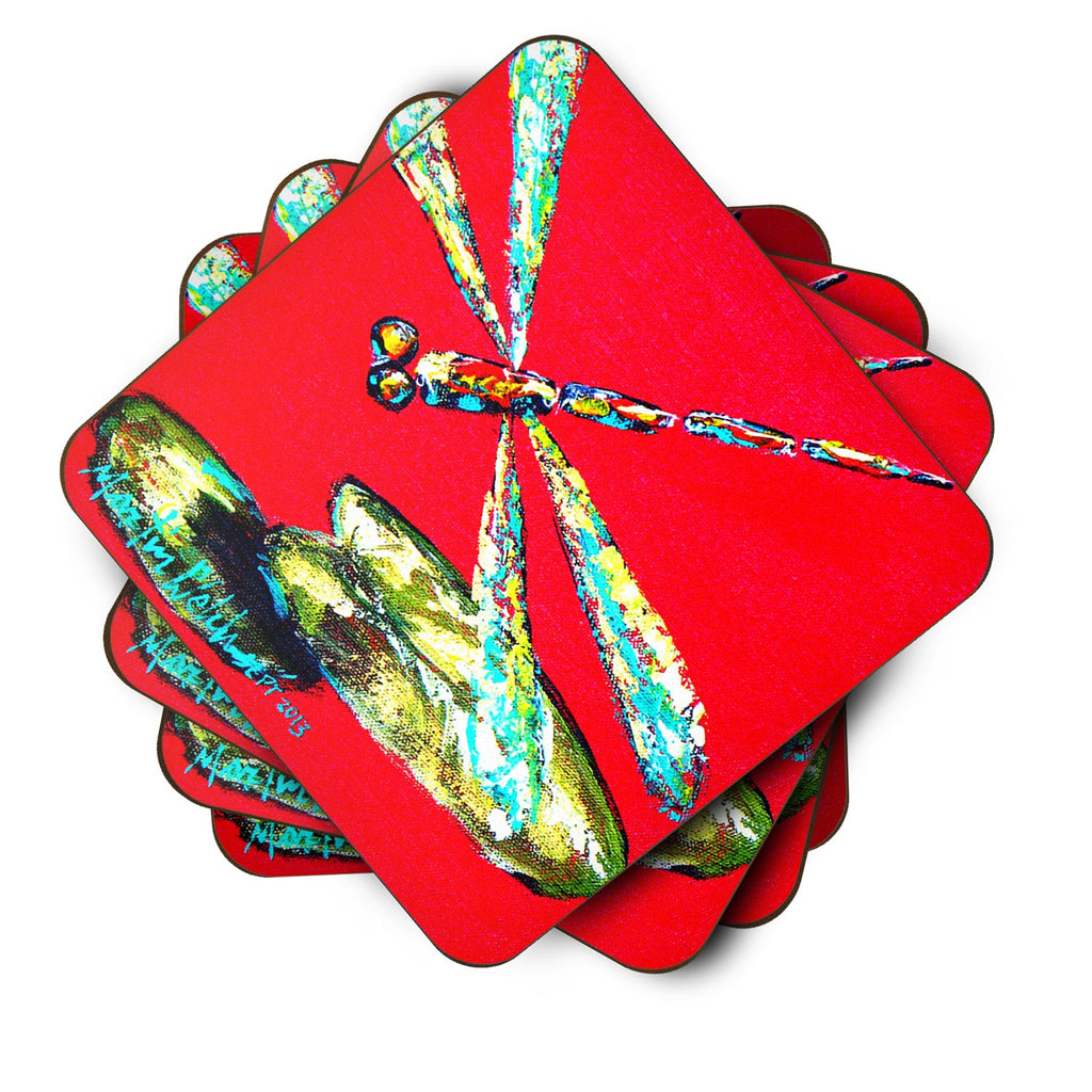 Insect - Dragonfly Shoo-Fly Foam Coasters Set of 4 Cup Coasters for Indoor Outdoor, Tabletop Protection, Anti Slip, Mouse pad Material