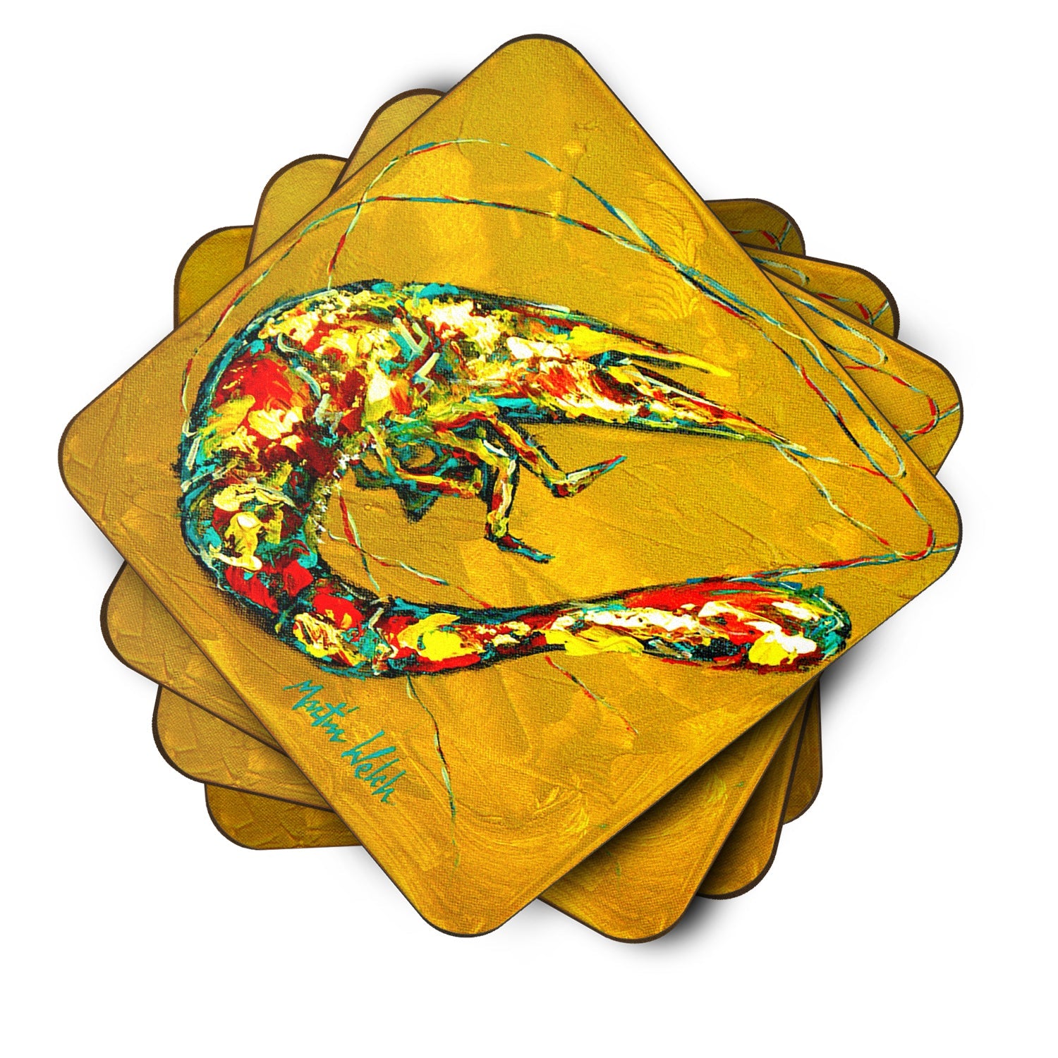 Shrimp Shrimp & Hot Mustard Foam Coasters Set of 4 Cup Coasters for Indoor Outdoor, Tabletop Protection, Anti Slip, Mouse pad Material
