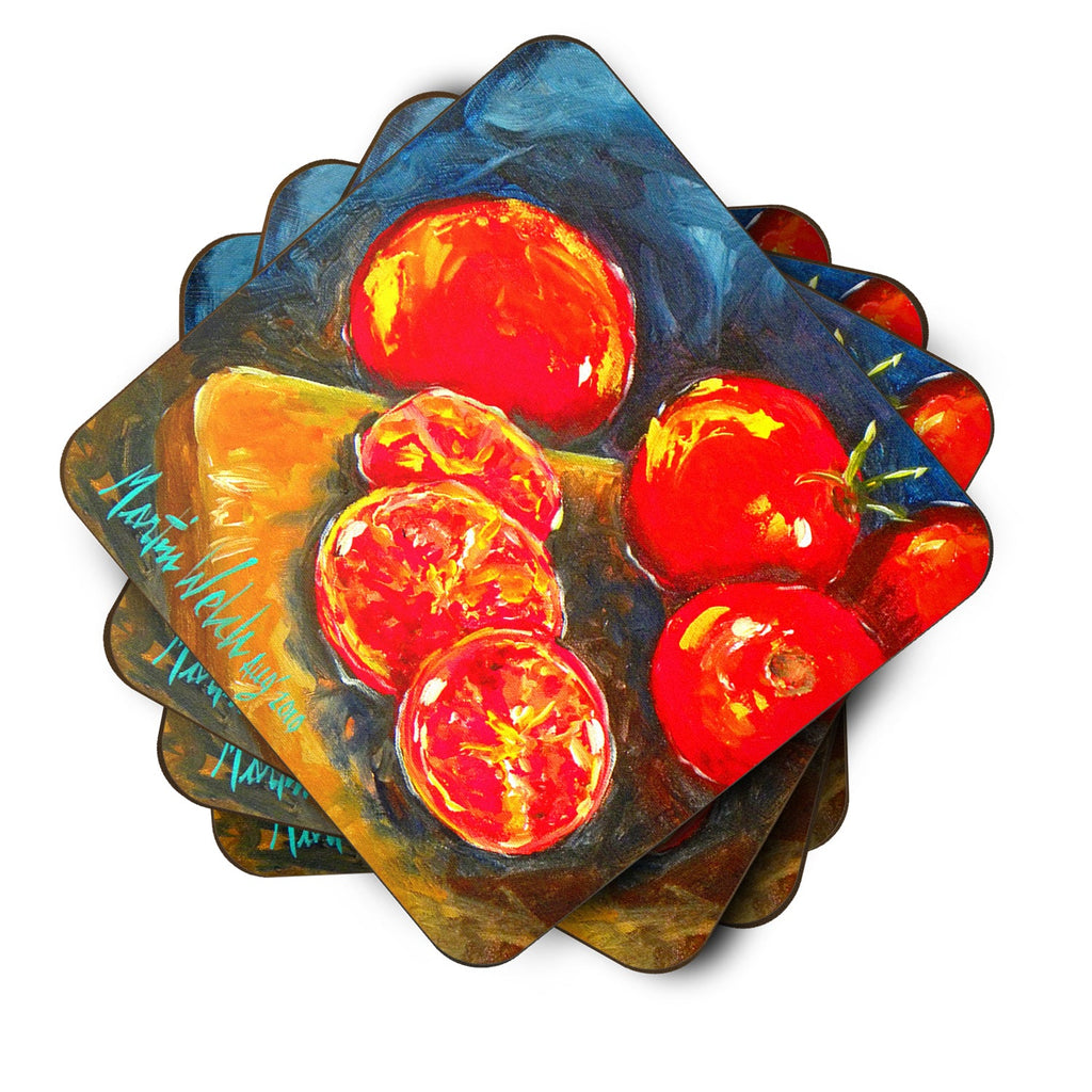 Vegetables - Tomato Slice It Up Foam Coasters Set of 4 Cup Coasters for Indoor Outdoor, Tabletop Protection, Anti Slip, Mouse pad Material