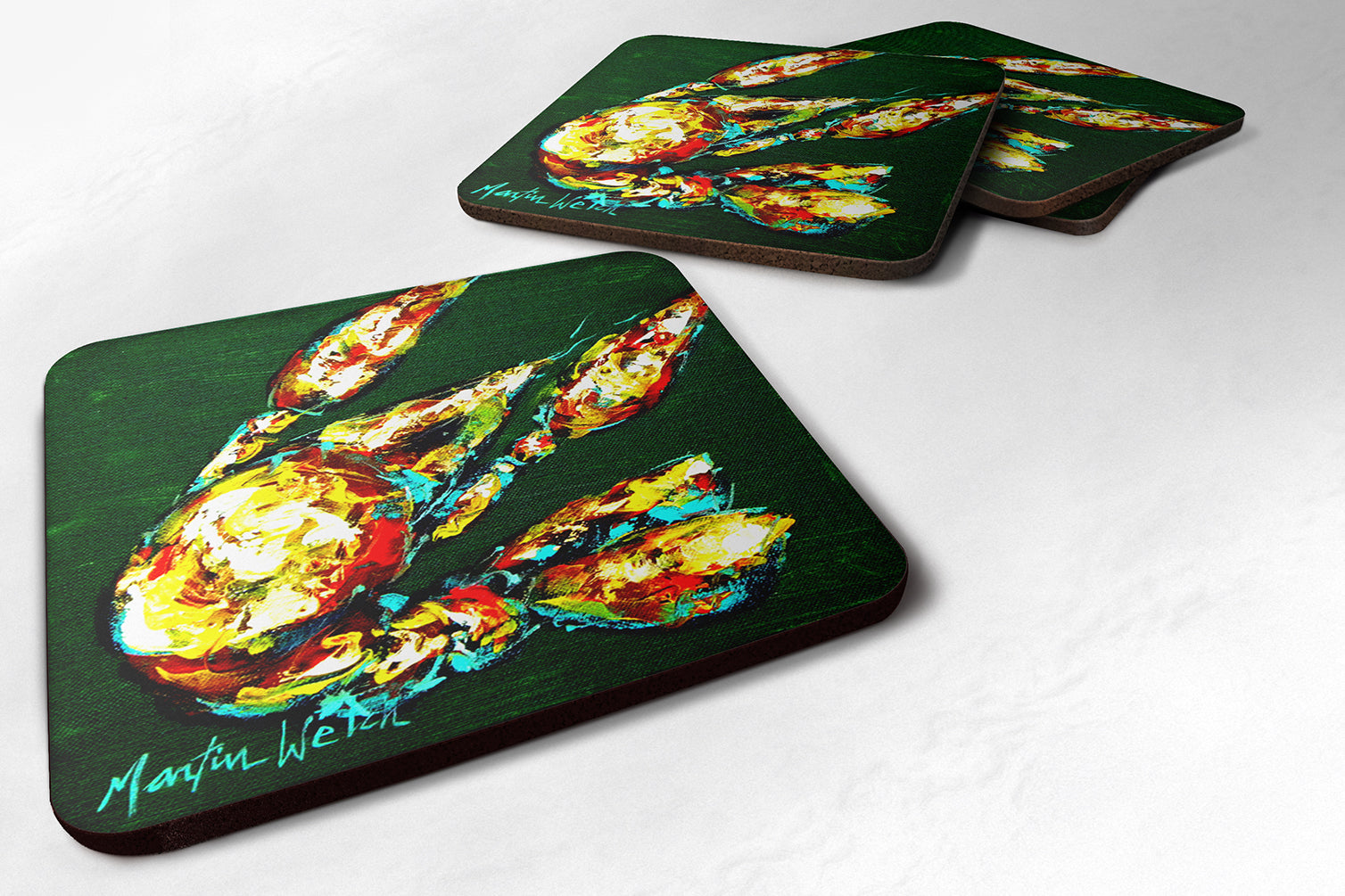 Crawfish Smudge Foam Coasters Set of 4 Cup Coasters for Indoor Outdoor, Tabletop Protection, Anti Slip, Mouse pad Material