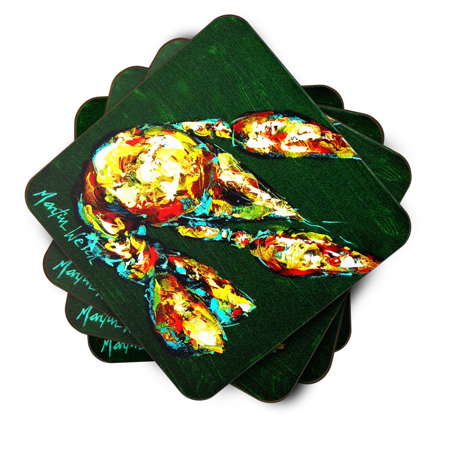 Crawfish Smudge Foam Coasters Set of 4 Cup Coasters for Indoor Outdoor, Tabletop Protection, Anti Slip, Mouse pad Material