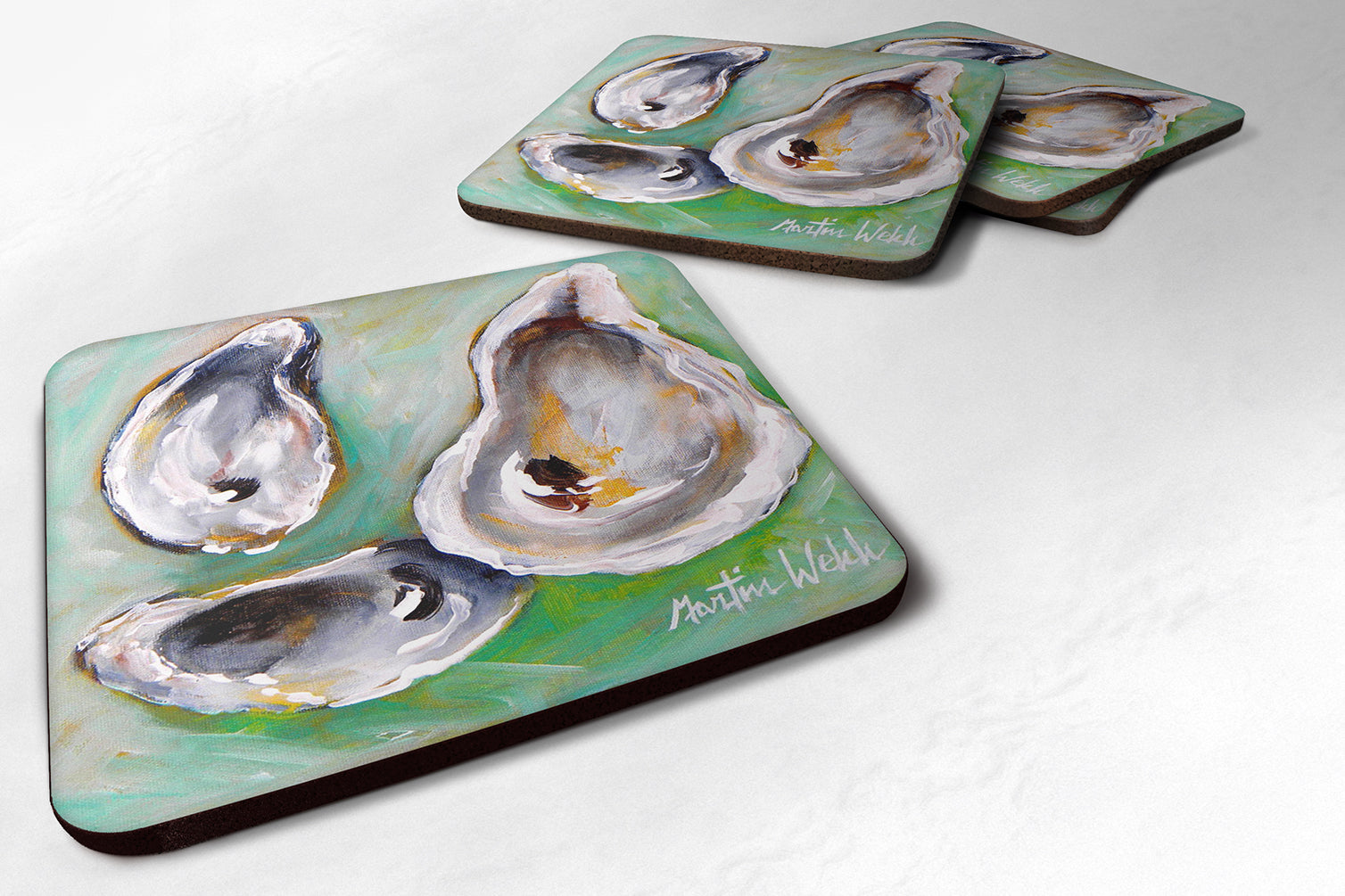Oyster The Eye of The Oyster Foam Coasters Set of 4 Cup Coasters for Indoor Outdoor, Tabletop Protection, Anti Slip, Mouse pad Material