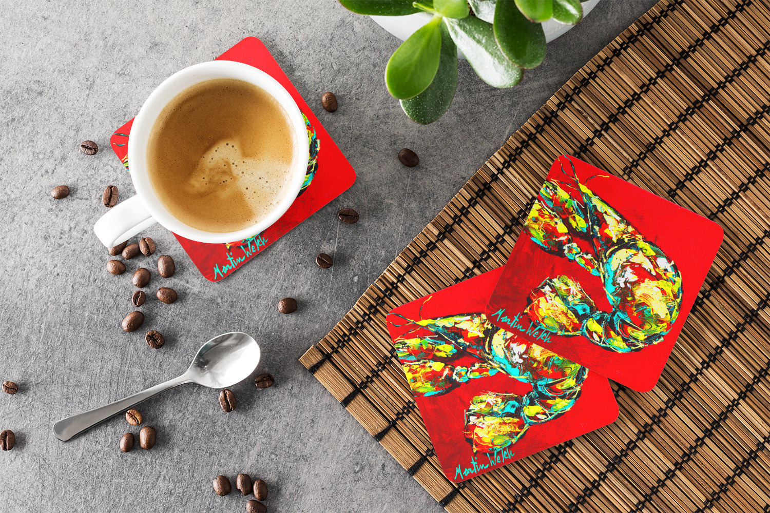 Crawfish Told You So Foam Coasters Set of 4 Cup Coasters for Indoor Outdoor, Tabletop Protection, Anti Slip, Mouse pad Material