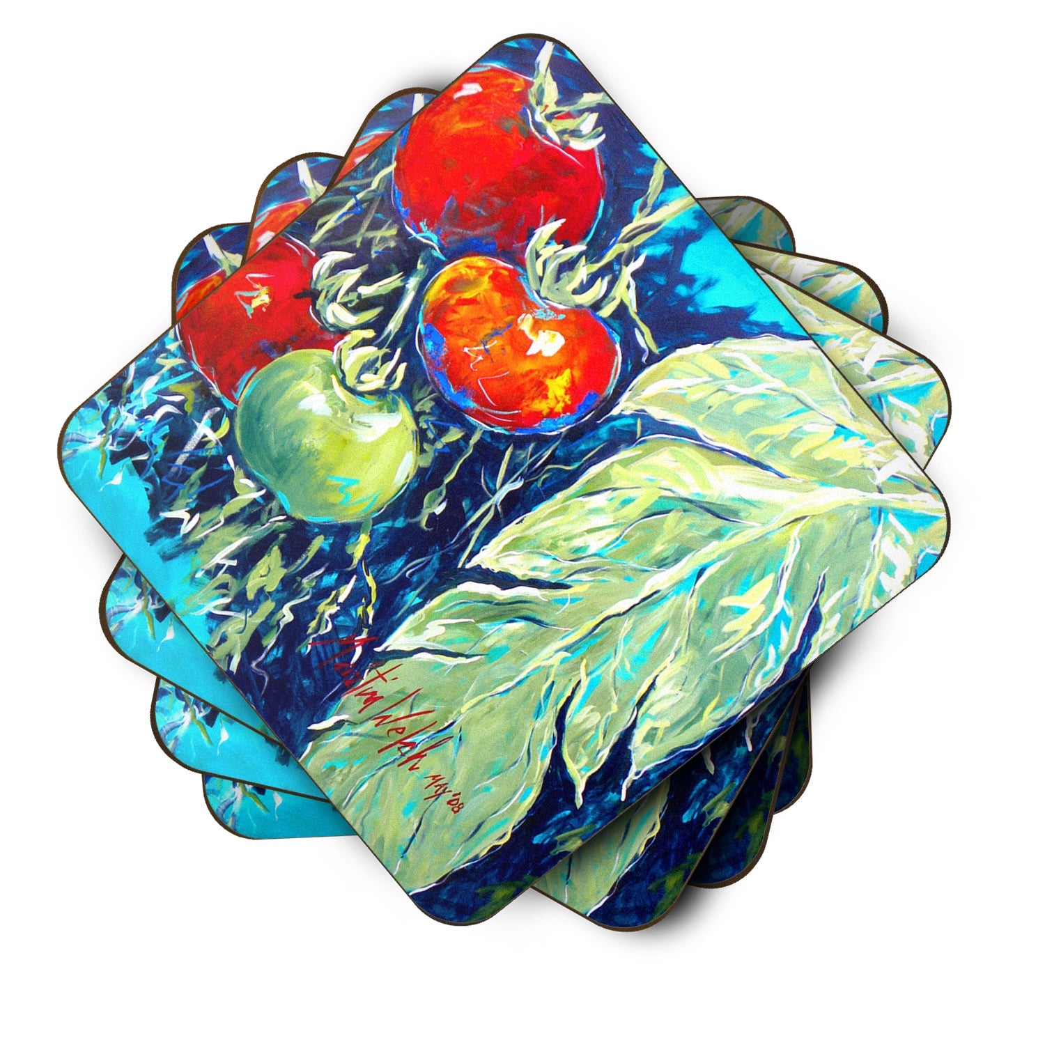 Vegetables - Tomato Tomaeto-Tomaato Foam Coasters Set of 4 Cup Coasters for Indoor Outdoor, Tabletop Protection, Anti Slip, Mouse pad Material
