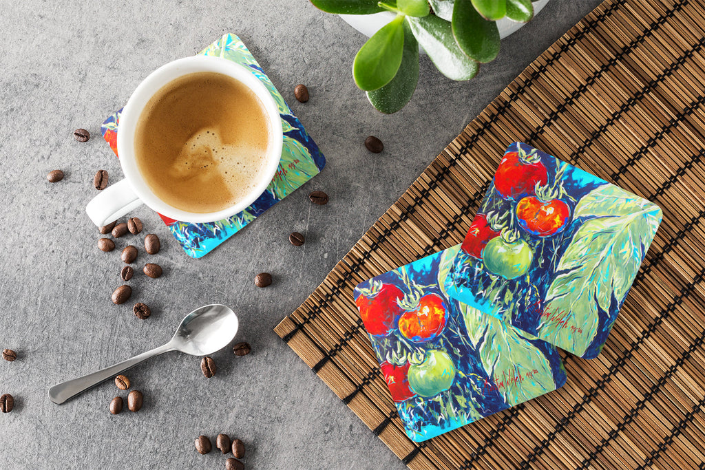 Vegetables - Tomato Tomaeto-Tomaato Foam Coasters Set of 4 Cup Coasters for Indoor Outdoor, Tabletop Protection, Anti Slip, Mouse pad Material