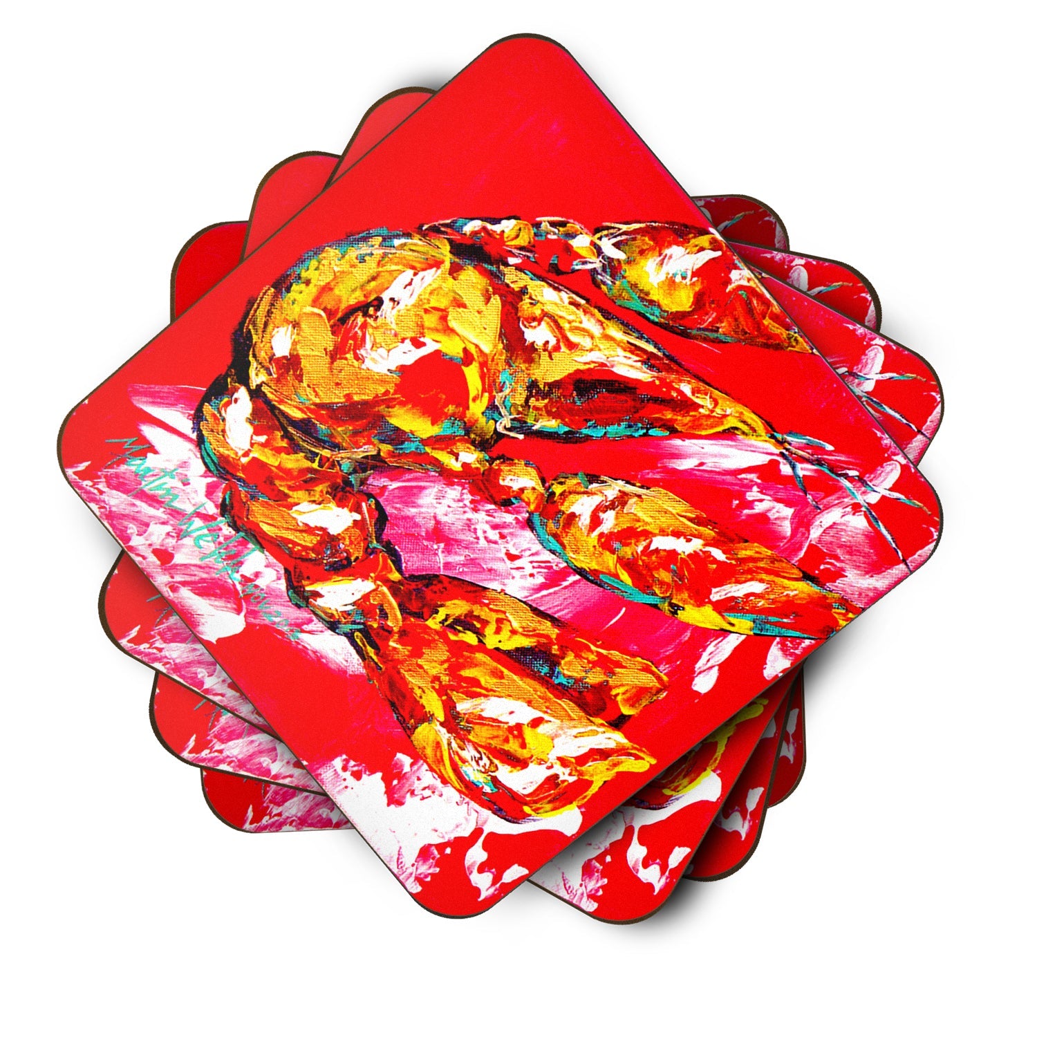 Crawfish Too Hot Foam Coasters Set of 4 Cup Coasters for Indoor Outdoor, Tabletop Protection, Anti Slip, Mouse pad Material