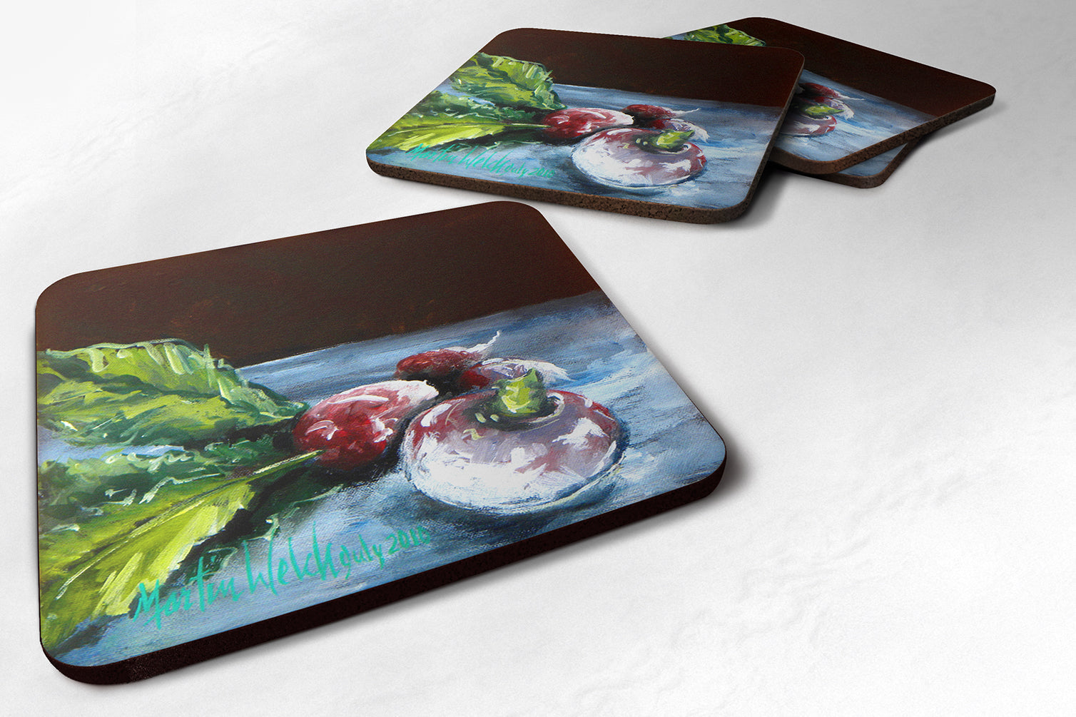 Vegetables - Turnips Turnips Foam Coasters Set of 4 Cup Coasters for Indoor Outdoor, Tabletop Protection, Anti Slip, Mouse pad Material