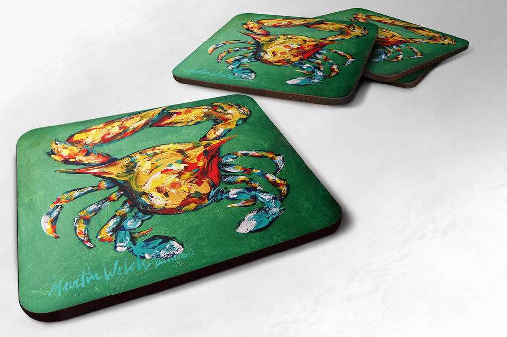 Crab Two Snaps Foam Coasters Set of 4 Cup Coasters for Indoor Outdoor, Tabletop Protection, Anti Slip, Mouse pad Material