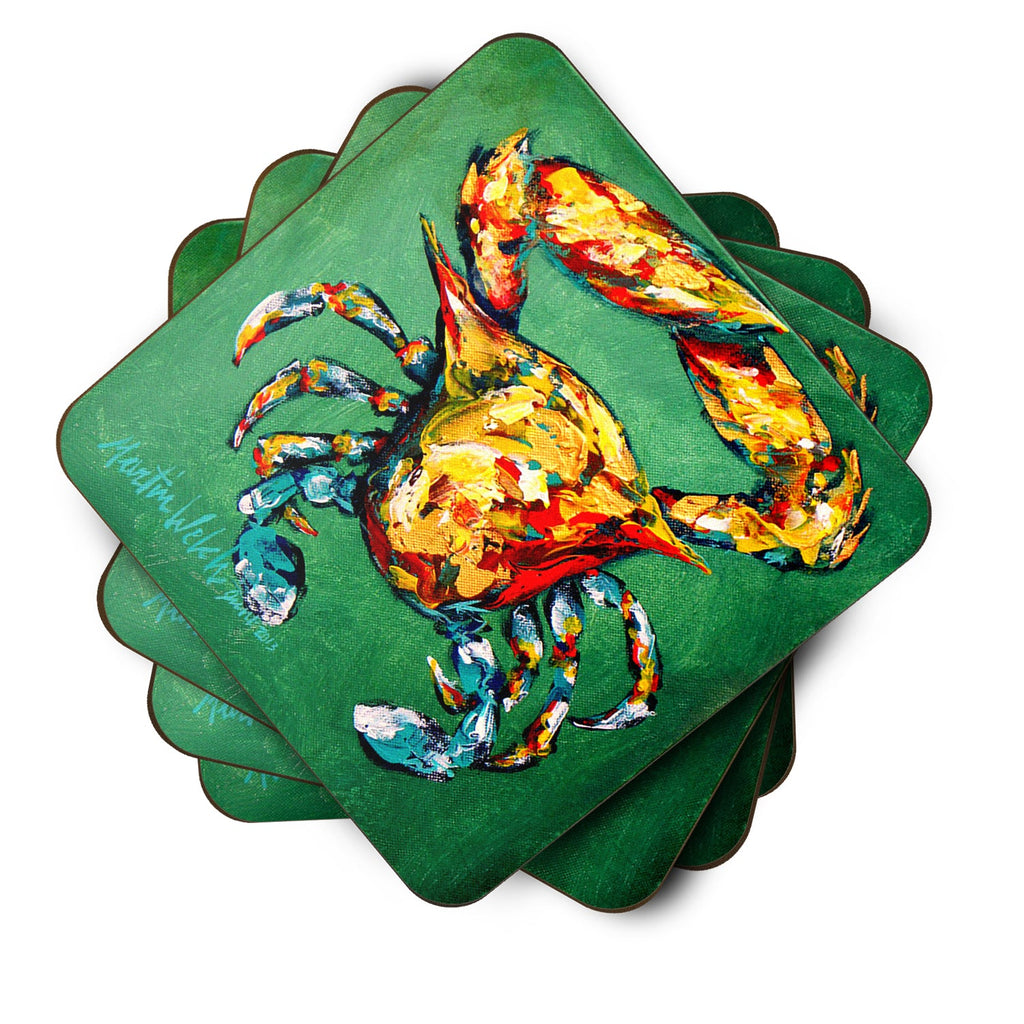 Crab Two Snaps Foam Coasters Set of 4 Cup Coasters for Indoor Outdoor, Tabletop Protection, Anti Slip, Mouse pad Material