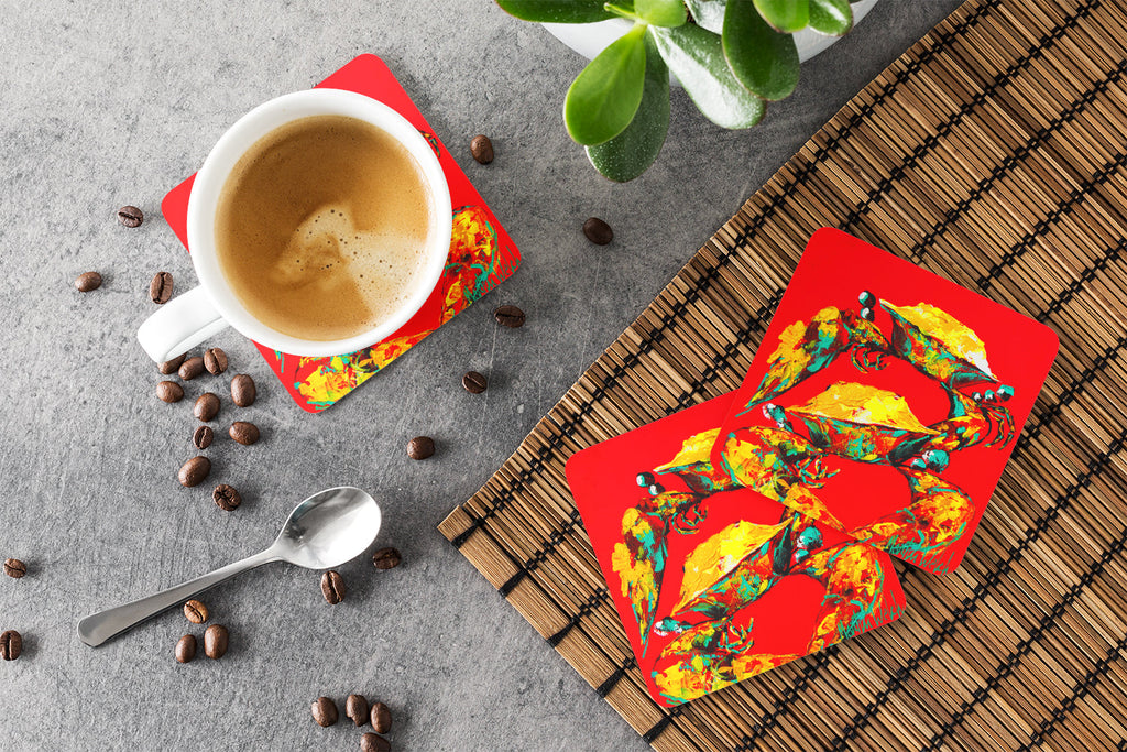 Crab Two Tone Foam Coasters Set of 4 Cup Coasters for Indoor Outdoor, Tabletop Protection, Anti Slip, Mouse pad Material