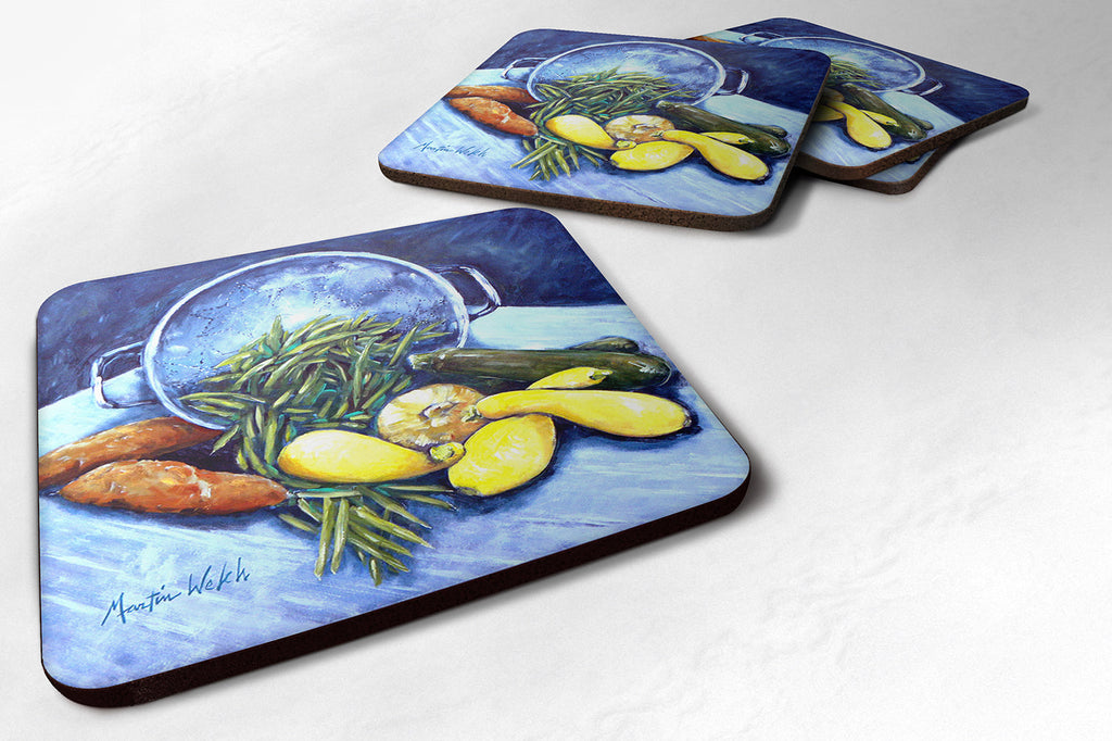 Vegetables Veg For All Foam Coasters Set of 4 Cup Coasters for Indoor Outdoor, Tabletop Protection, Anti Slip, Mouse pad Material