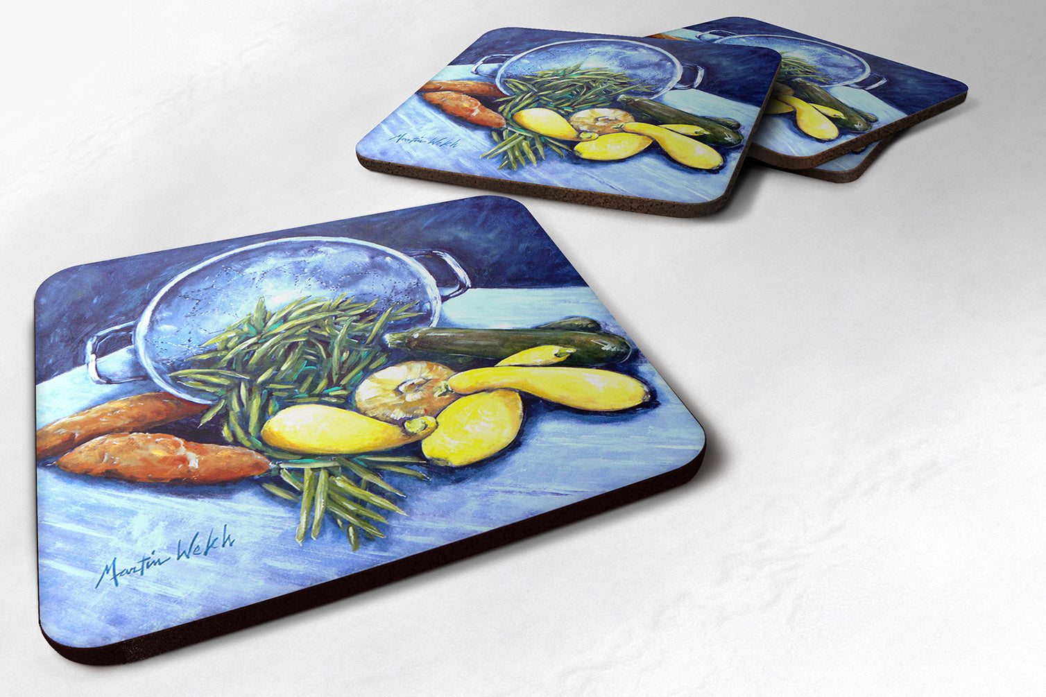 Vegetables Veg For All Foam Coasters Set of 4 Cup Coasters for Indoor Outdoor, Tabletop Protection, Anti Slip, Mouse pad Material