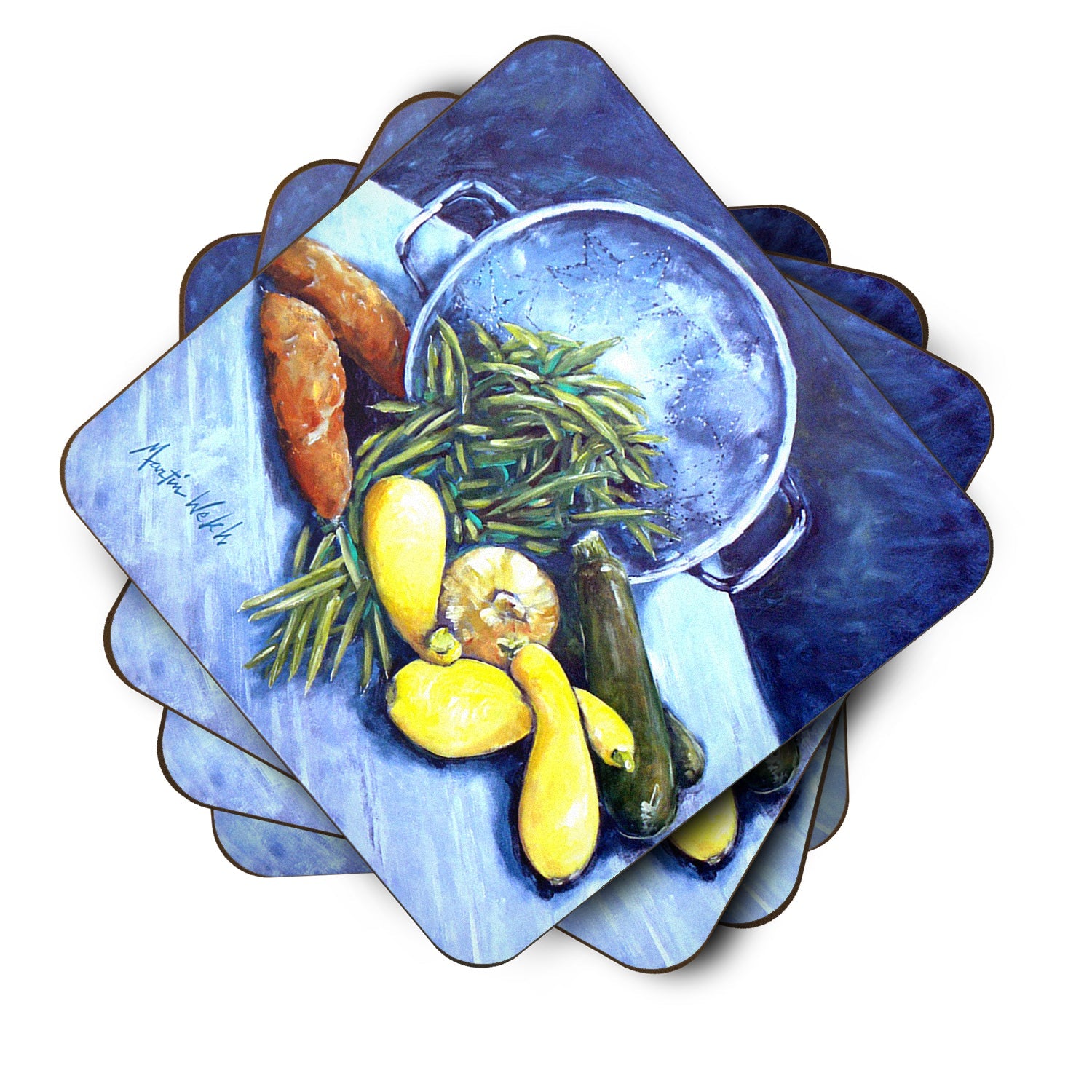 Vegetables Veg For All Foam Coasters Set of 4 Cup Coasters for Indoor Outdoor, Tabletop Protection, Anti Slip, Mouse pad Material