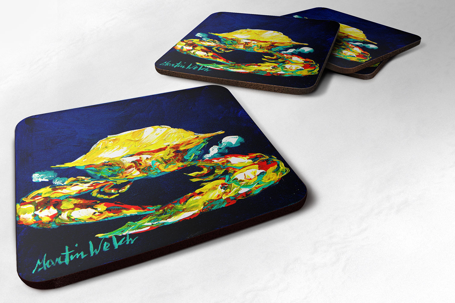 Crab Whitney Foam Coasters Set of 4 Cup Coasters for Indoor Outdoor, Tabletop Protection, Anti Slip, Mouse pad Material
