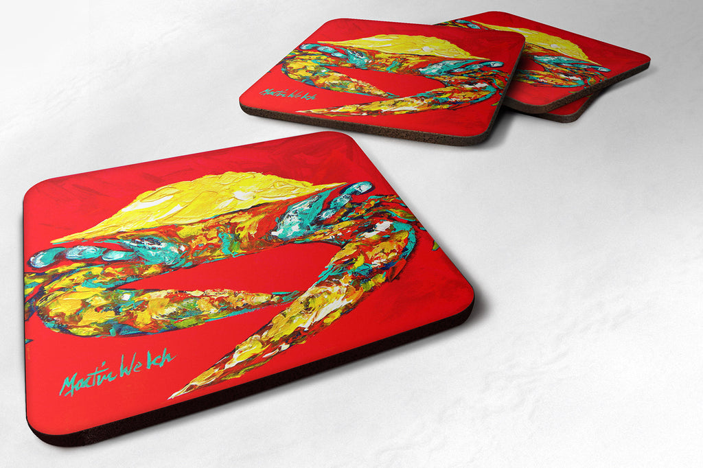 Crab Wiggles Foam Coasters Set of 4 Cup Coasters for Indoor Outdoor, Tabletop Protection, Anti Slip, Mouse pad Material