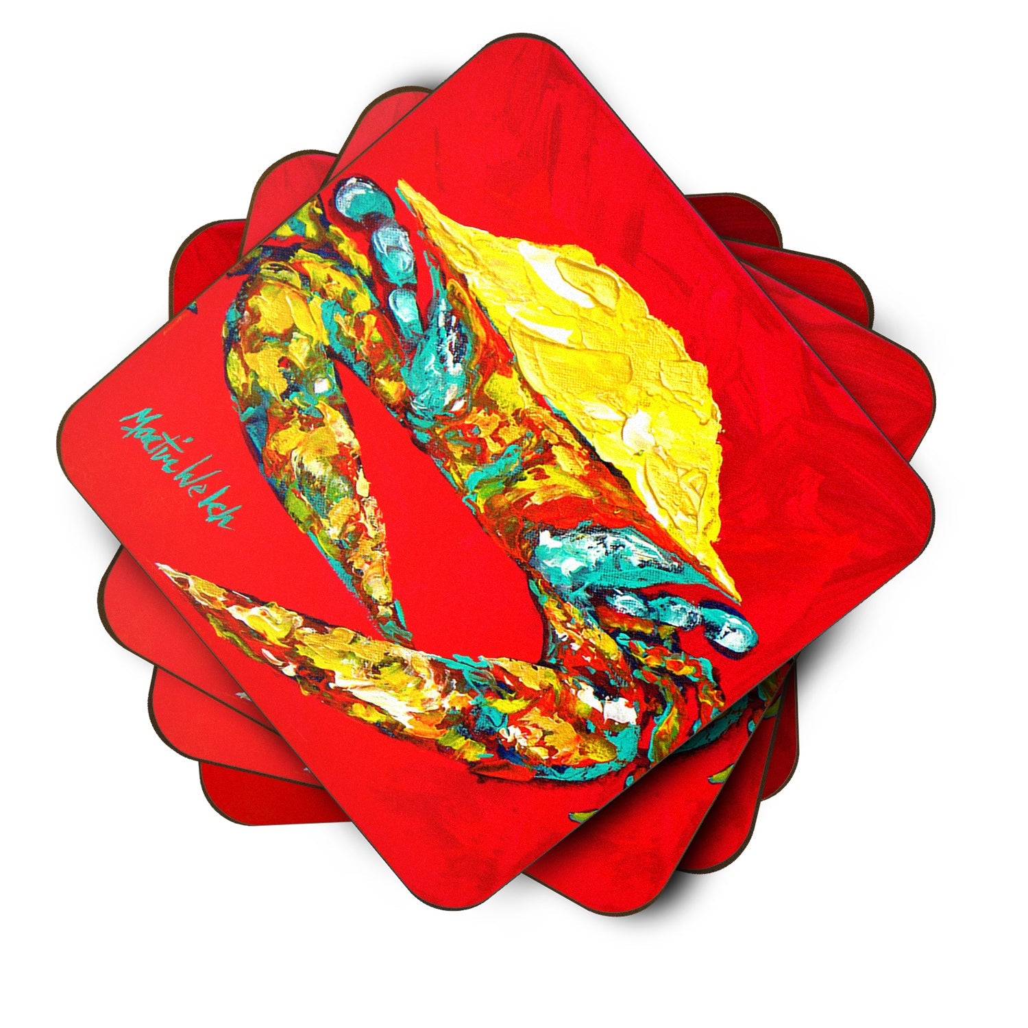 Crab Wiggles Foam Coasters Set of 4 Cup Coasters for Indoor Outdoor, Tabletop Protection, Anti Slip, Mouse pad Material