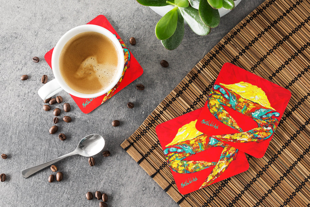 Crab Wiggles Foam Coasters Set of 4 Cup Coasters for Indoor Outdoor, Tabletop Protection, Anti Slip, Mouse pad Material