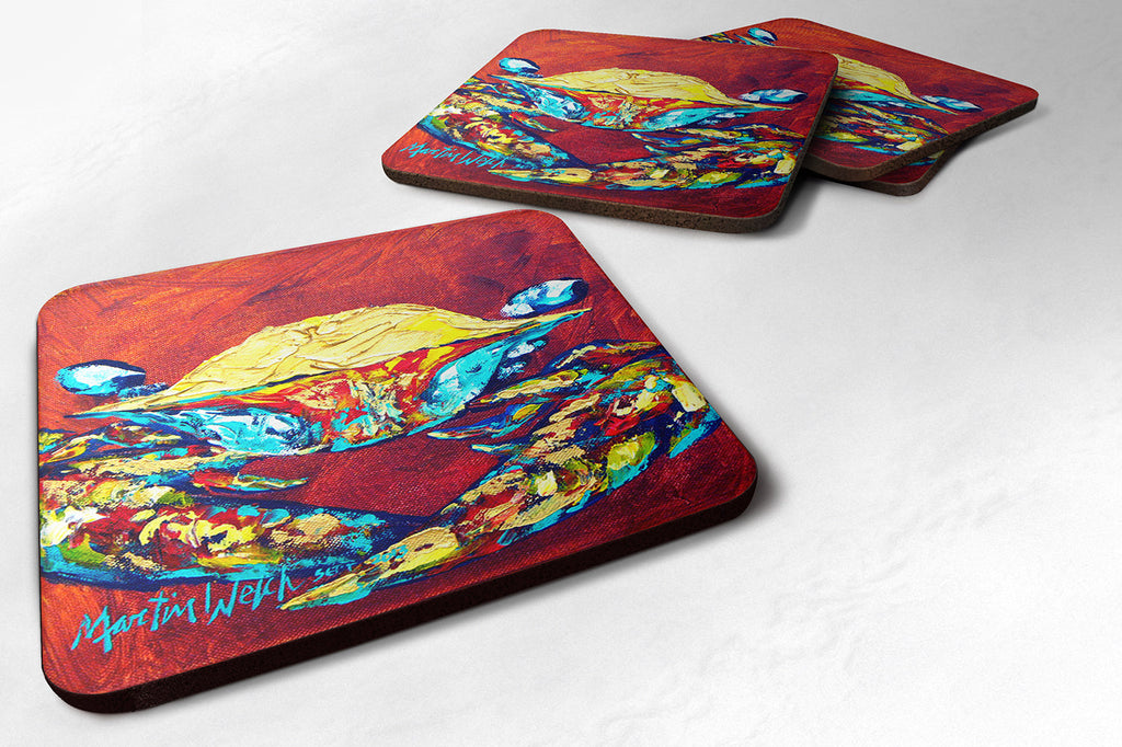 Crab Wrinkles Foam Coasters Set of 4 Cup Coasters for Indoor Outdoor, Tabletop Protection, Anti Slip, Mouse pad Material