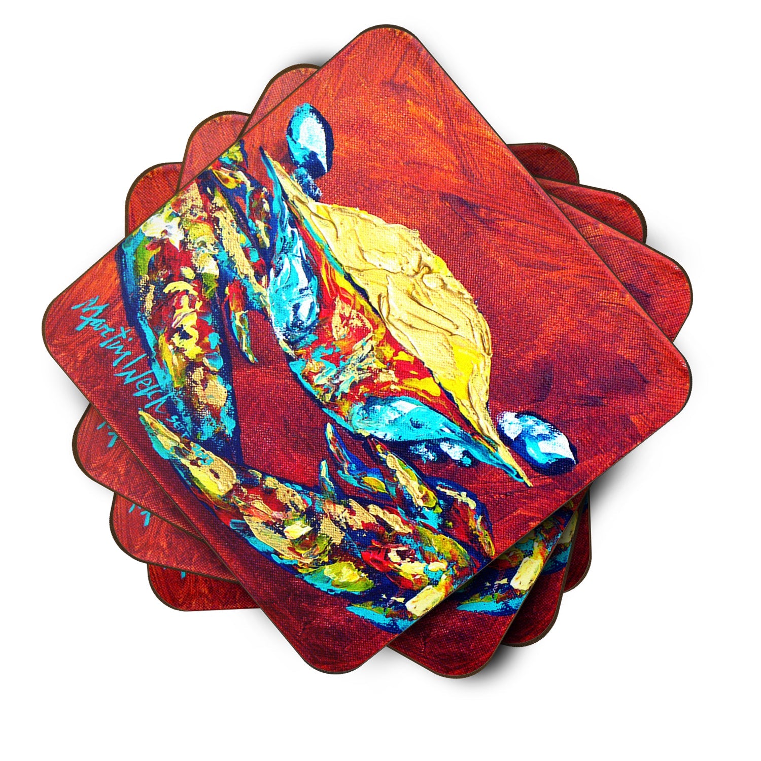 Crab Wrinkles Foam Coasters Set of 4 Cup Coasters for Indoor Outdoor, Tabletop Protection, Anti Slip, Mouse pad Material