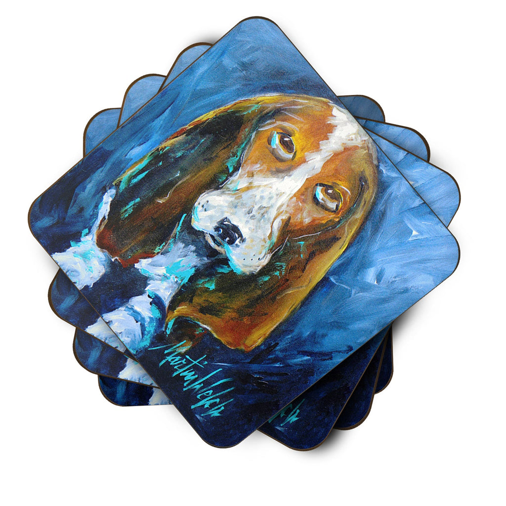 Dog - Basset Hound You talkin' 'bout me Foam Coasters Set of 4 Cup Coasters for Indoor Outdoor, Tabletop Protection, Anti Slip, Mouse pad Material