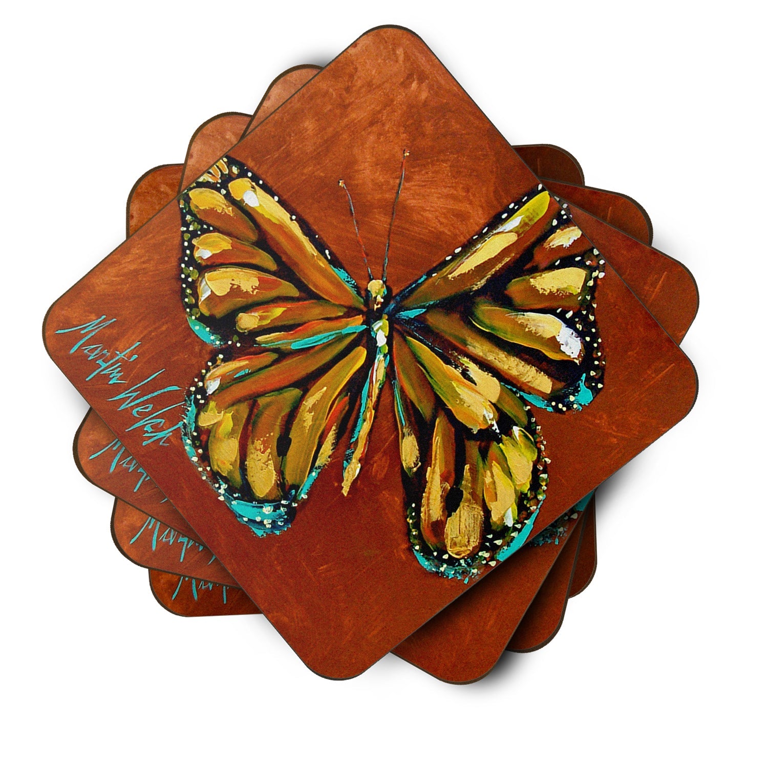 Insect - Butterly Butterfy Foam Coasters Set of 4 Cup Coasters for Indoor Outdoor, Tabletop Protection, Anti Slip, Mouse pad Material