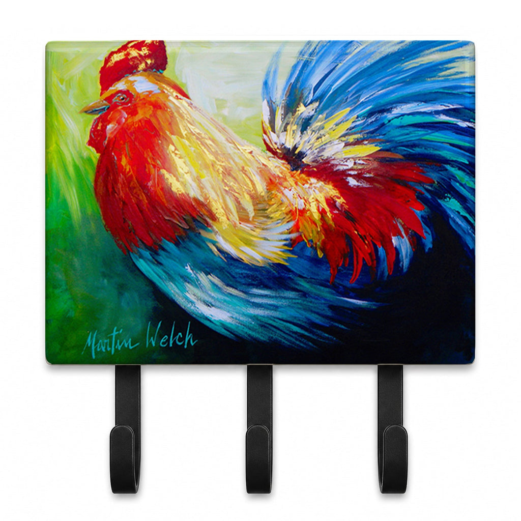 Bird - Rooster Chief Big Feathers Leash or Key Holder Wall Hooks, Coat Rack Wall Mount, for Hanging Keys, Towels, Aprons, Leashes