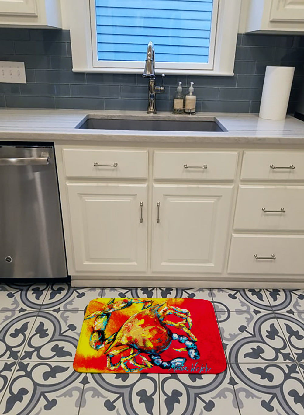 Crab Hot Dang Memory Foam Kitchen Mat Machine Washable Anti-Fatigue Cushion Comfort Bath or Kitchen Rug