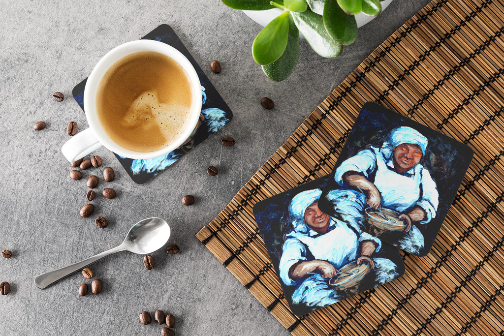 Hot Water Cornbread  Foam Coasters Set of 4 Cup Coasters for Indoor Outdoor, Tabletop Protection, Anti Slip, Mouse pad Material