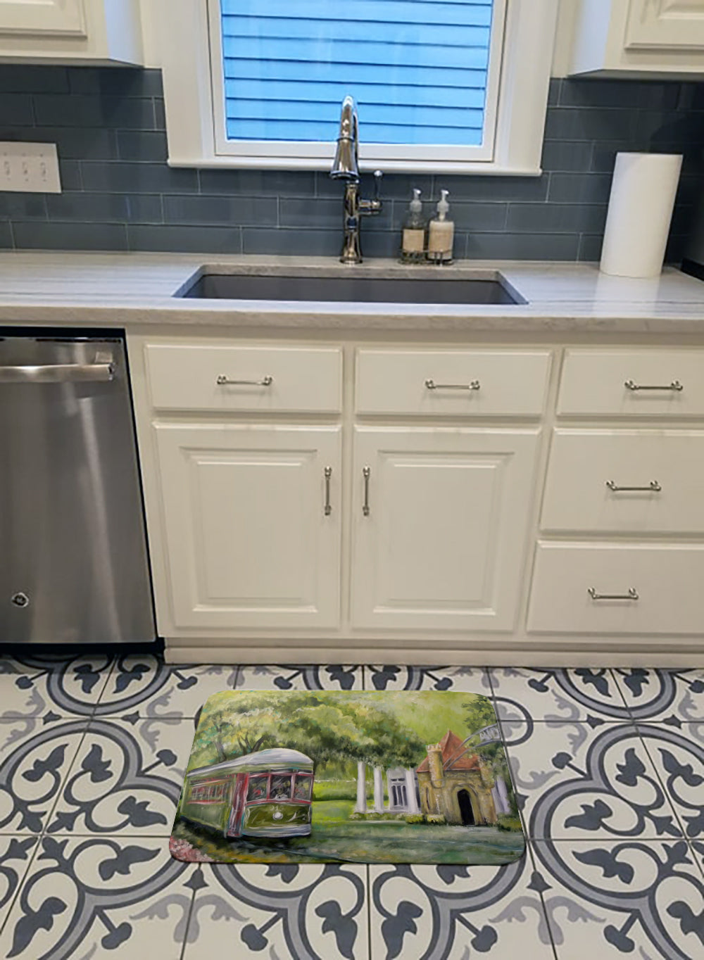 Streetcar Next Stop Audubon Park Memory Foam Kitchen Mat Machine Washable Anti-Fatigue Cushion Comfort Bath or Kitchen Rug