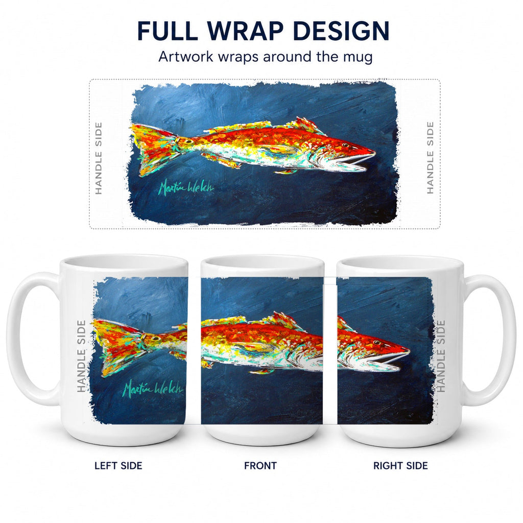 Fish - Red Fish Red for Jarett Ceramic Coffee Mug 15 oz Decorative Large C Handle Mug Cup for Tea, Cocoa Hot Chocolate