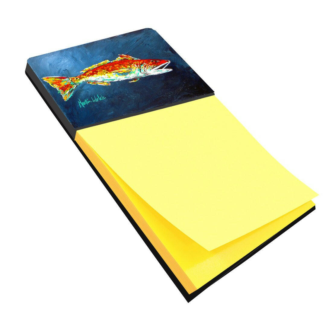 Fish - Red Fish Red for Jarett Watercolor Sticky Note Holder Refillable Dispenser Desk Accessory 3x3 Pad Gift