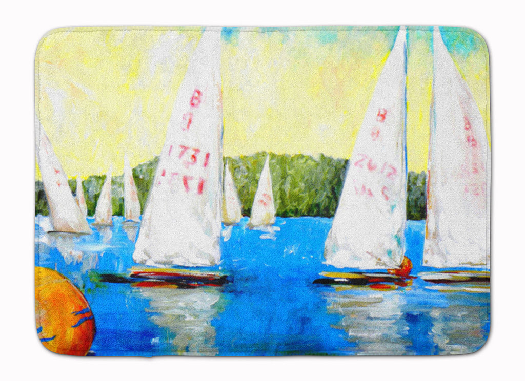 Sailboats Round the Mark Memory Foam Kitchen Mat Machine Washable Anti-Fatigue Cushion Comfort Bath or Kitchen Rug