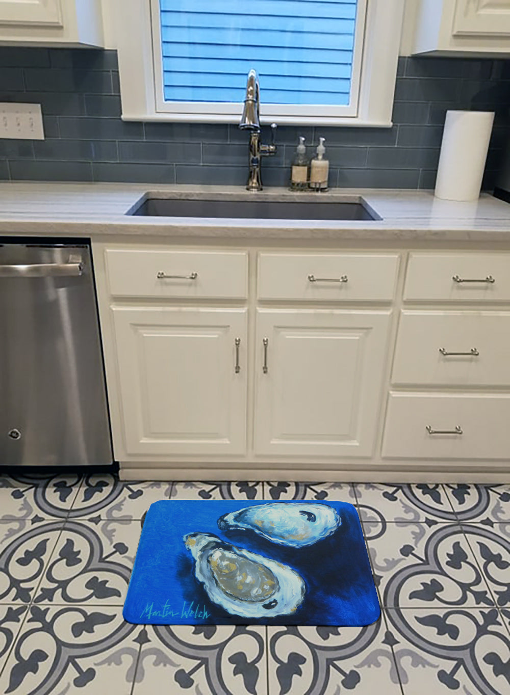 Oysters Seafood Four Memory Foam Kitchen Mat Machine Washable Anti-Fatigue Cushion Comfort Bath or Kitchen Rug