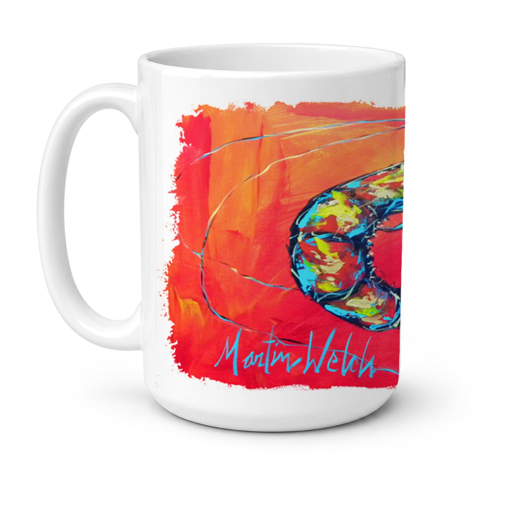 Shrimp Seafood Three Ceramic Coffee Mug 15 oz Decorative Large C Handle Mug Cup for Tea, Cocoa Hot Chocolate