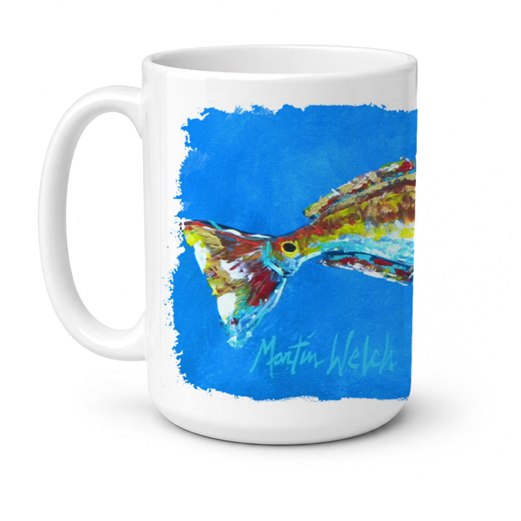 Fish - Red Fish Seafood Two Ceramic Coffee Mug 15 oz Decorative Large C Handle Mug Cup for Tea, Cocoa Hot Chocolate