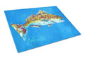 Fish - Red Fish Seafood Two Cutting Board Tempered Glass Kitchen Cutting Surface, Heat Resistant Chopping, Non-Slip Feet, Food Prep & Serving