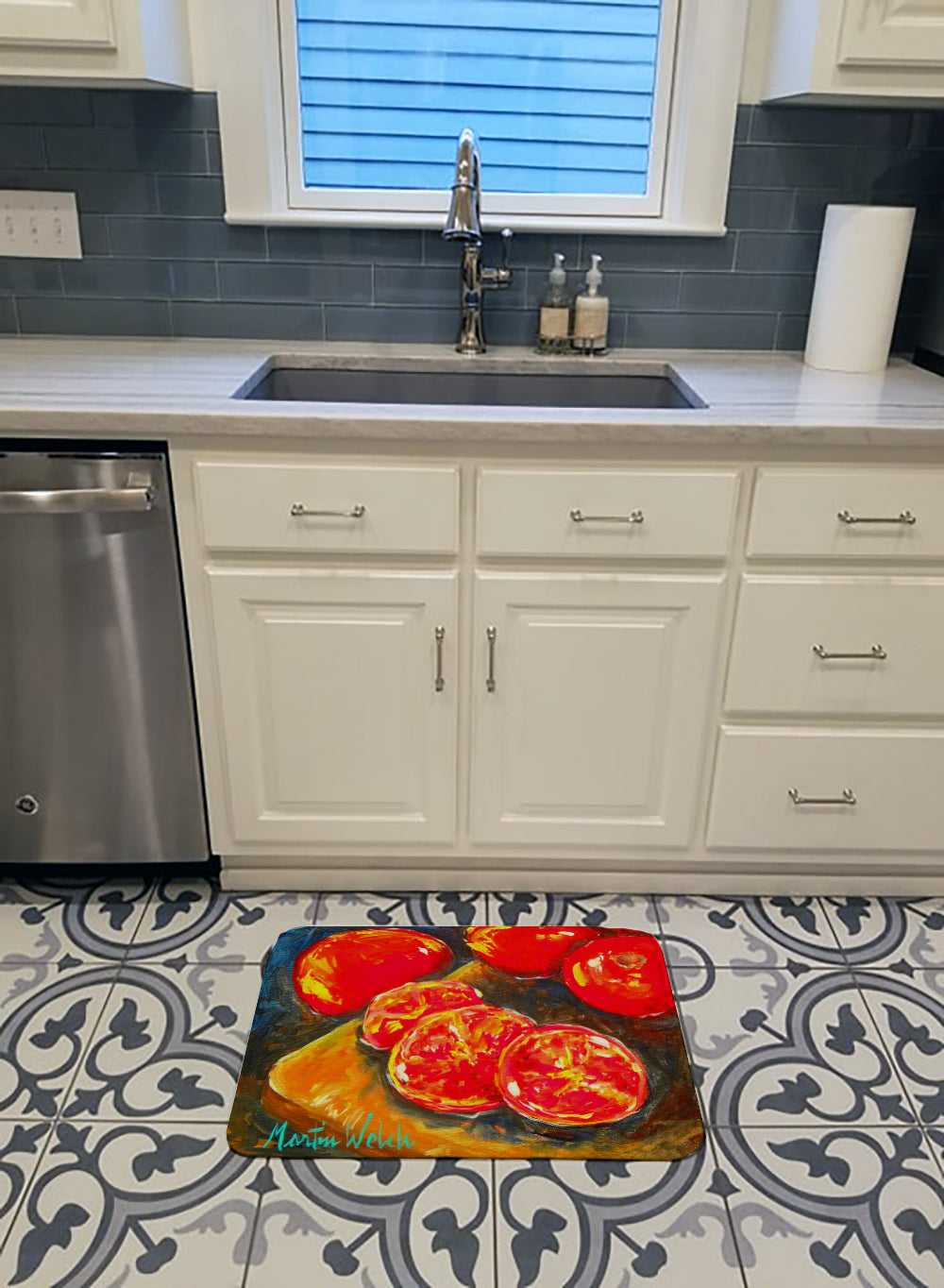 Vegetables - Tomatoes Slice It Up Memory Foam Kitchen Mat Machine Washable Anti-Fatigue Cushion Comfort Bath or Kitchen Rug