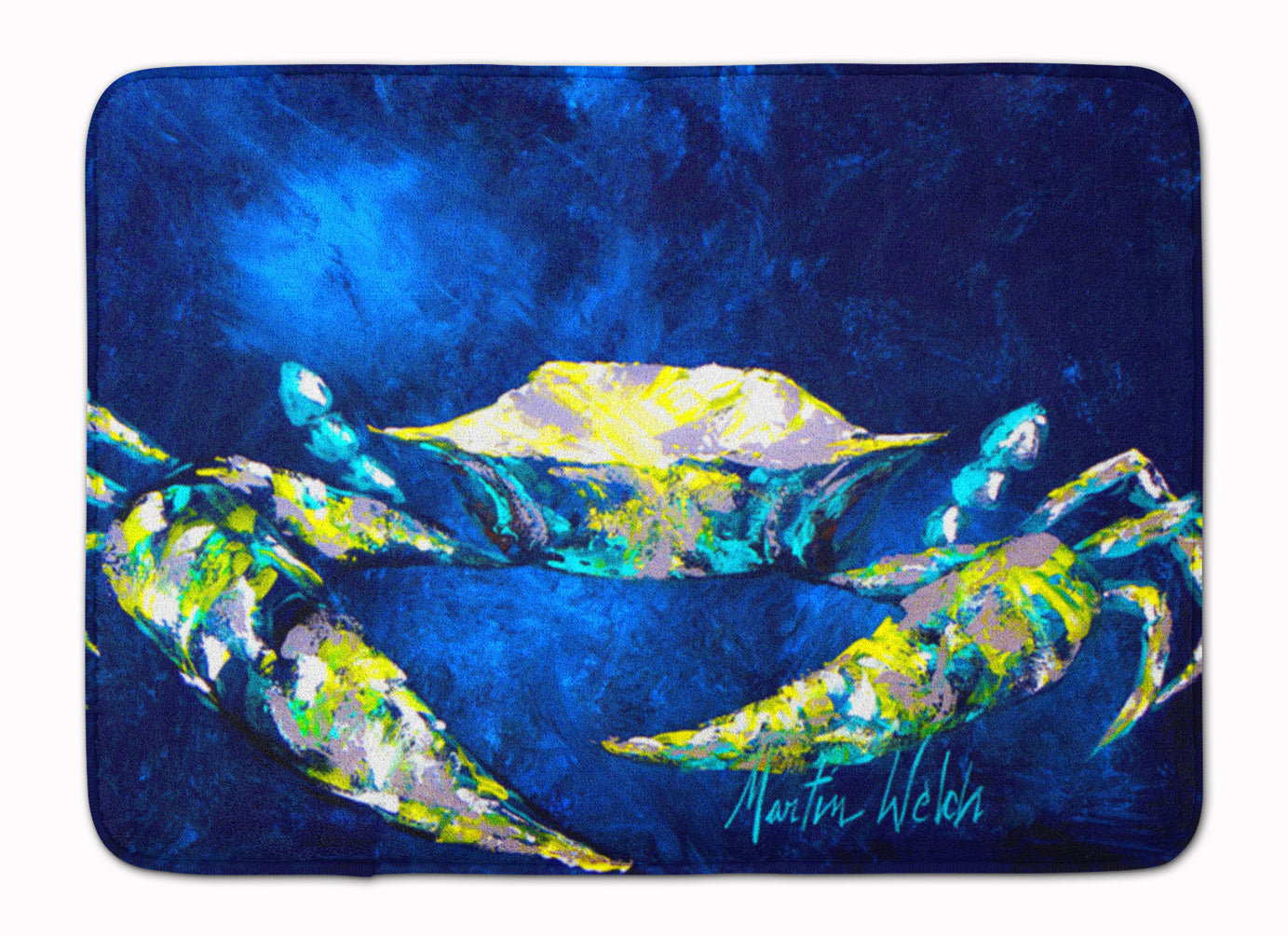 Crab Blue Memory Foam Kitchen Mat Machine Washable Anti-Fatigue Cushion Comfort Bath or Kitchen Rug