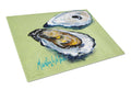 Oysters Two Shells Cutting Board Tempered Glass Kitchen Cutting Surface, Heat Resistant Chopping, Non-Slip Feet, Food Prep & Serving